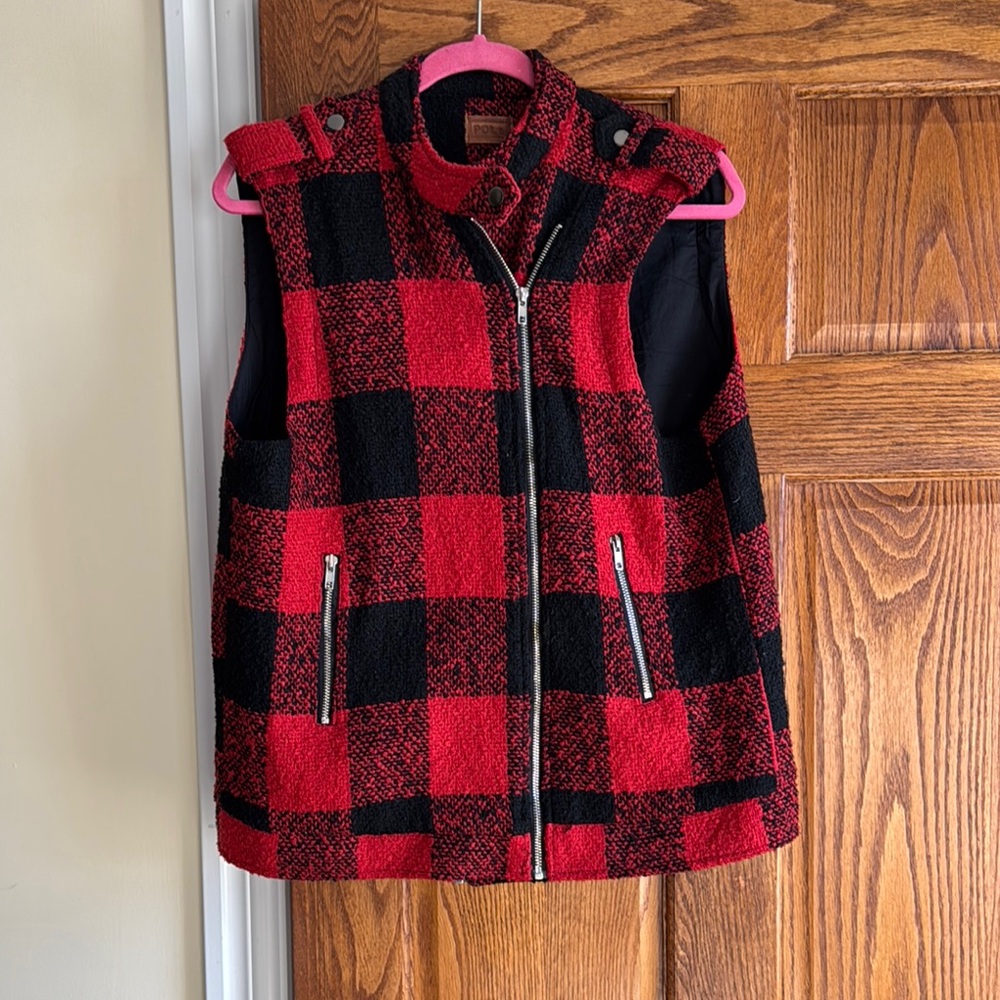 Red and Black Plaid Vest